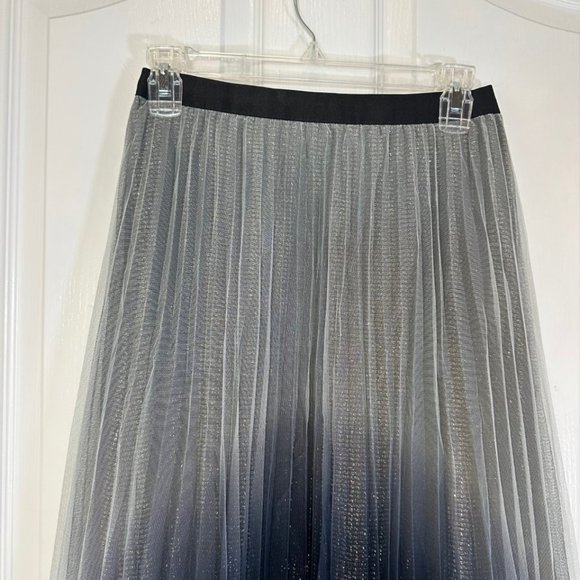 Ombre Pleated Layered Tulle Midi Skirt - Picture 5 of 10